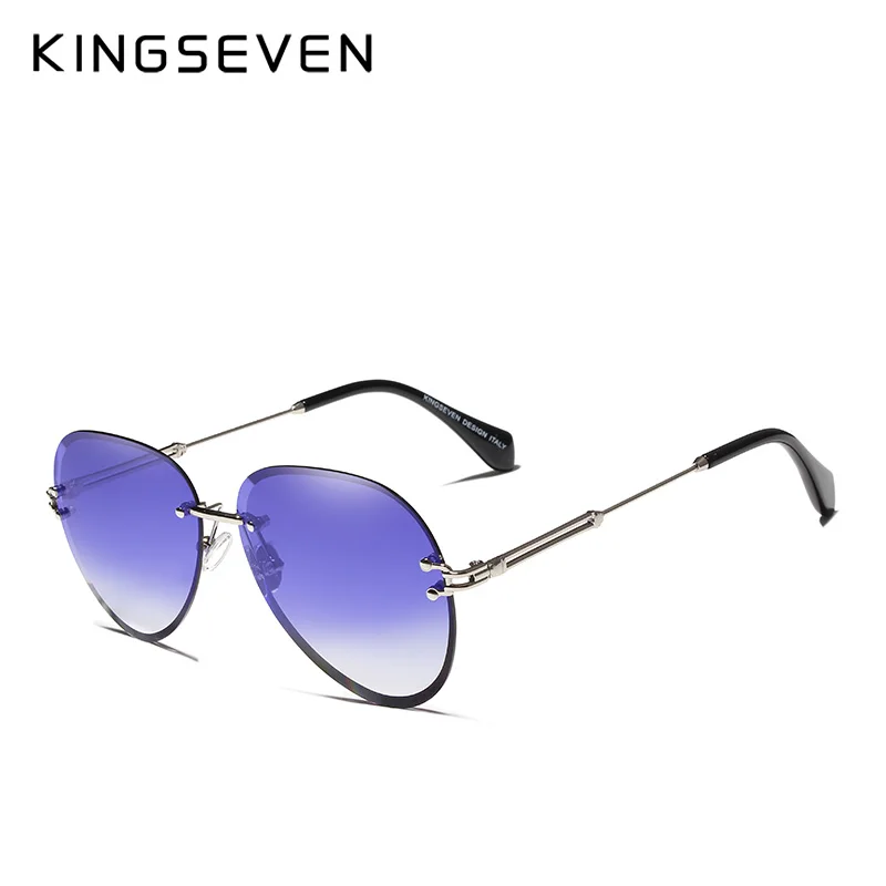 KINGSEVEN-gafas de sol de piloto sin montura para mujer, lentes gradientes de colores, protección UV400, N802