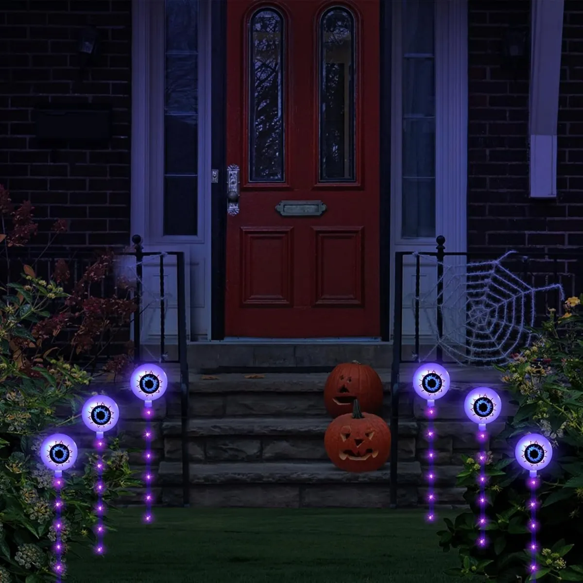 Solar Powered Big Eyeball Stake Lights, Horror Atmosfera, 8 Modos de Iluminação, Waterproof Pathway Lights, Garden Decor, 6 Pcs