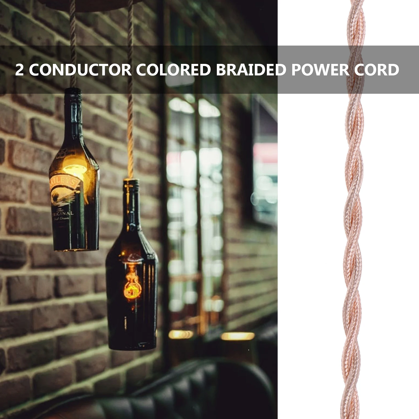 

1 Roll 5M 2-Conductor Twisted Wire Power Line For Retro Lamp Diy Accessories Vintage Cord Pendant Lighting Flexible