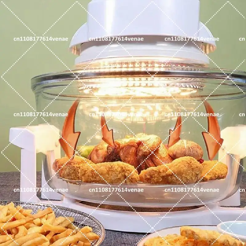 12L Digital Halogen Convection Oven with Glass Bowl, Turbo Air Fryer Transparent 220-240V