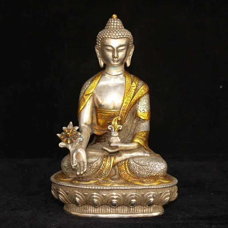 Antique Miscellaneous Collection Antique Old Brass Bronze Gold-Plated Silver-Plated Sakya Buddha Desktop Decoration Collection