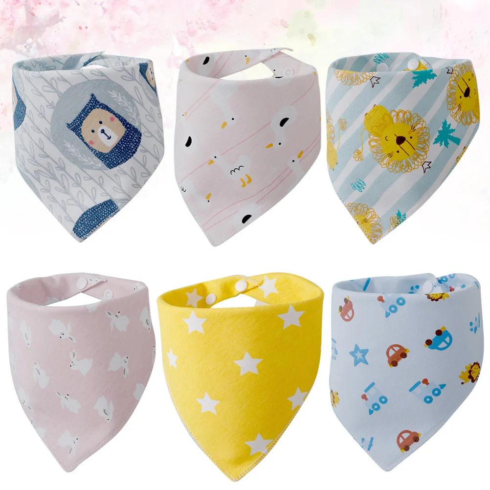

6Pcs Baby Eating Bibs Cotton Soft Drool Bib Cartoon Infant Saliva Towel Comfortable Dining Bibs Girls Boys Baby Dining Bib