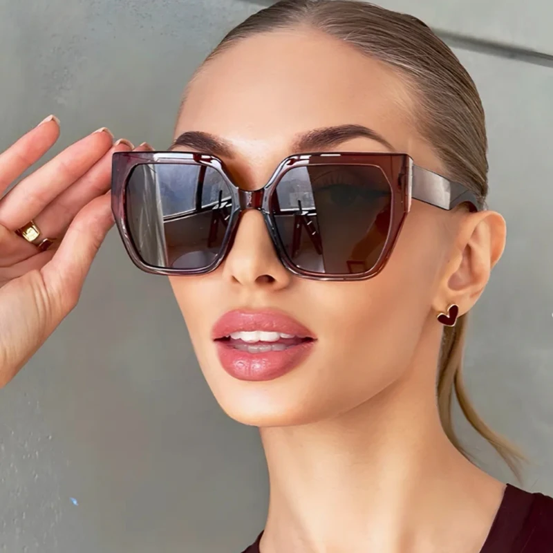 Велосипедные 2 шт., многоугольные солнцезащитные очки в большой оправе для мужчин и женщин, модные солнцезащитные очки простого дизайна, популярные оттенки, очки с разноцветными линзами