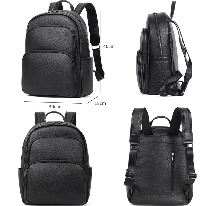 100% Cow Genuine Leather Men Backpacks Fashion Real Natural Leather Student Schoolbag Backpack Boy Large Computer Laptop Bag