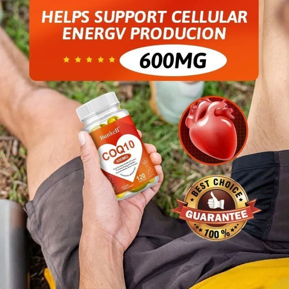 CoQ10 600mg - Supports Heart Health and Function, Promotes Energy, Stamina and Healthy Brain Function, Non-GMO