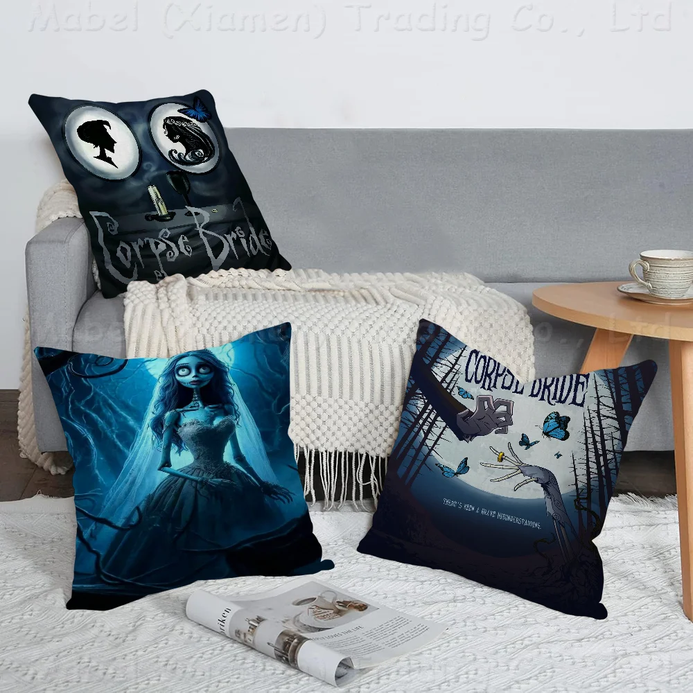 

C-Corpse Bride Cartoon Maple Design Cushion Cover Happy Autumn Harvest Decor Holiday Decorati Pillow Cover