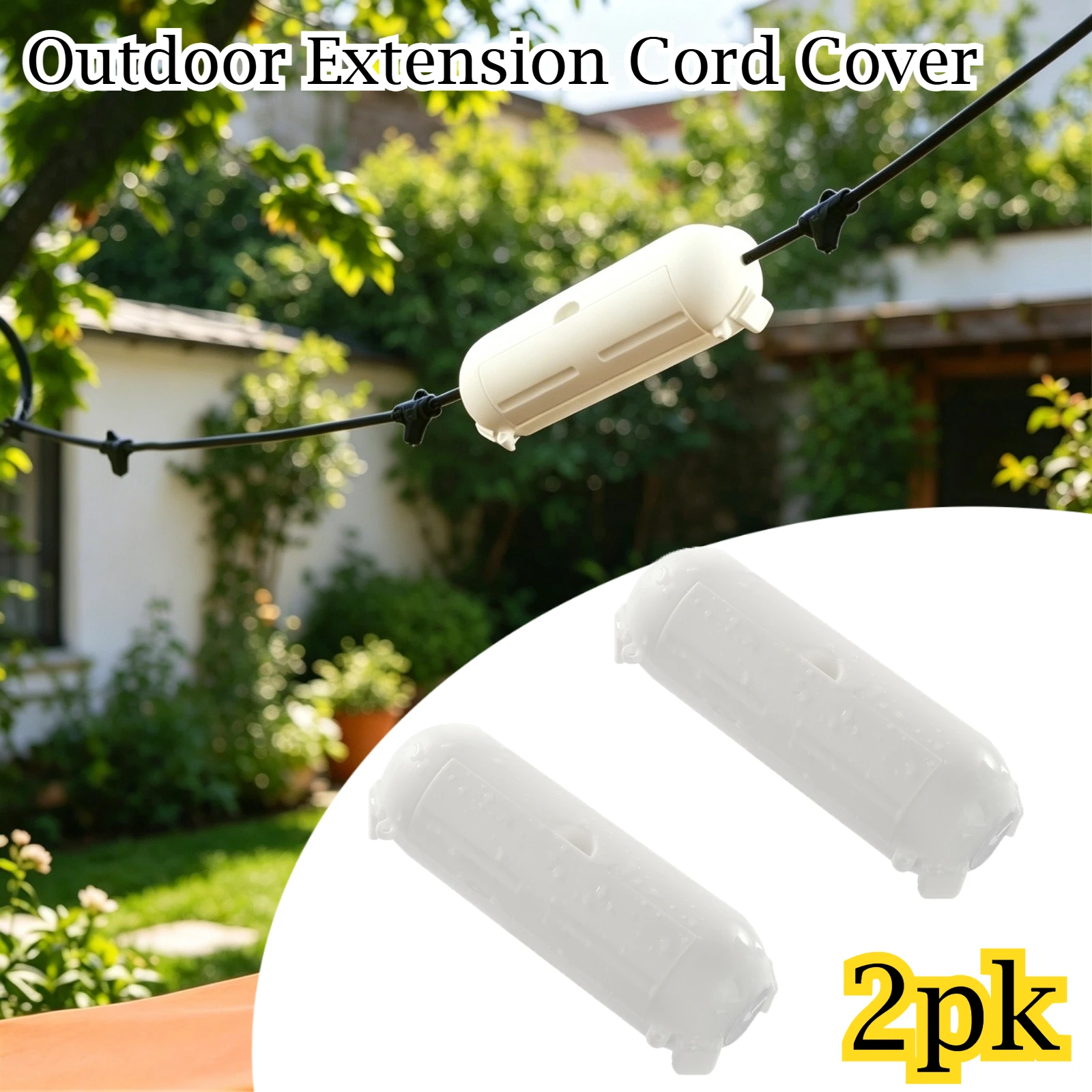 2 Pack Waterproof Outdoor Connection Box IP44 Extension Cord Cover for Holiday Decoration Lights Outdoor Electrical Outlet Plugs