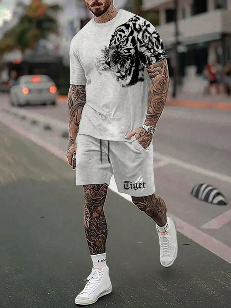 Tute stampate in 3D da uomo imposta vestiti di moda estivi Tshirt pantaloncini abiti abbigliamento sportivo uomo Casual Streetwear abiti oversize