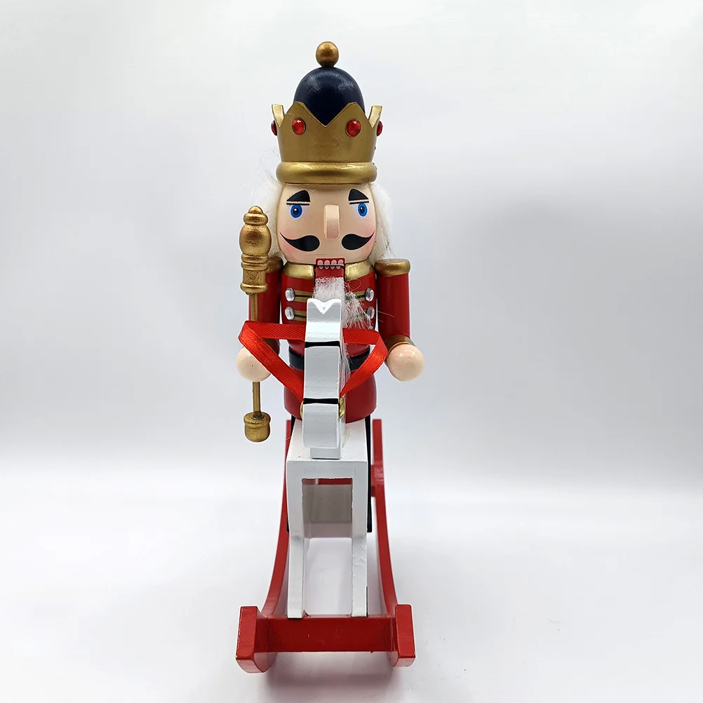 

Wooden Nutcracker Figure Christmas Rocking Ornament Handcrafted Holiday Decor Desktop Table Centerpiece Small