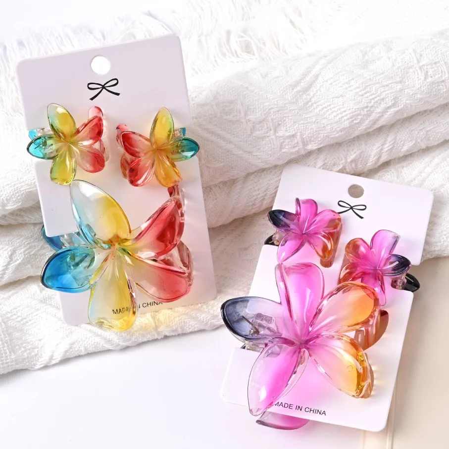 

3PC Sweetly Flower Crab Clamp Hair Clips Cute Gradient Color Hairpin Headband for Women Girls Fashion Hair Accessories