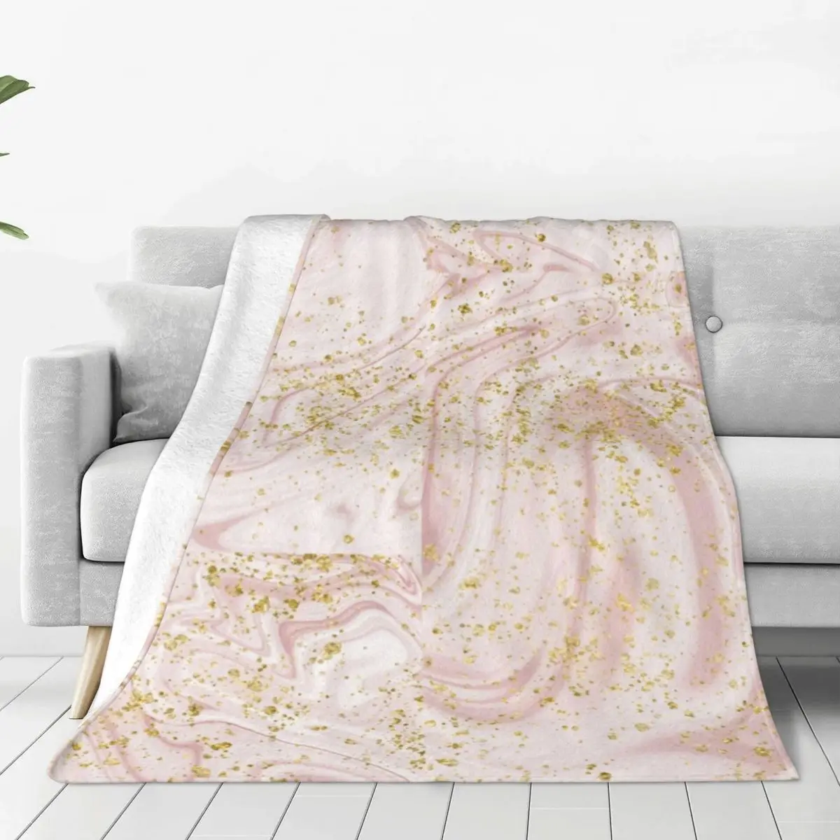 

Rose Gold Marble White Knitted Blanket original Geometric Flannel Throw Blanket Bedroom Sofa Personalised Lightweight Bedsprea