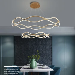 Modern LED Pendant Light Luxury Living Room Round Ring Chandelier For Bedroom Kitchen Home Decor Gold Dining Table Hanging Lamp