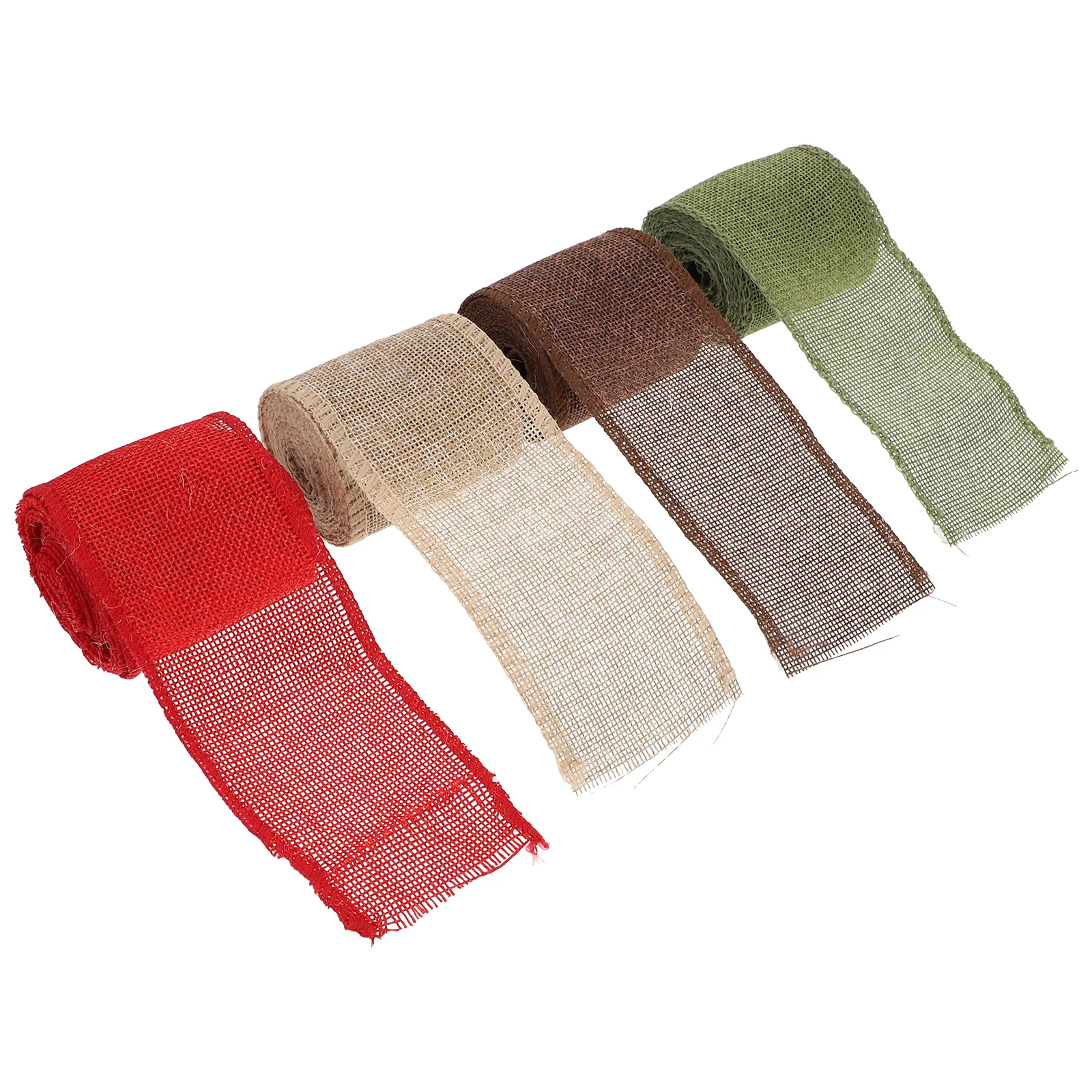 

4 Rolls Christmas Decorative Skin Friendly Polyester Xmas Gift Wrapping Ribbon Craft Ribbon Festive Holiday