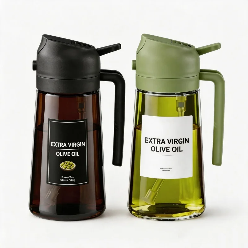 16oz/470ml Leakproof 2-in-1 Glass Oil Dispenser & Sprayer for Cooking Air Fryer BBQ Baking Salad - Olive Oil Sprayer Bottle