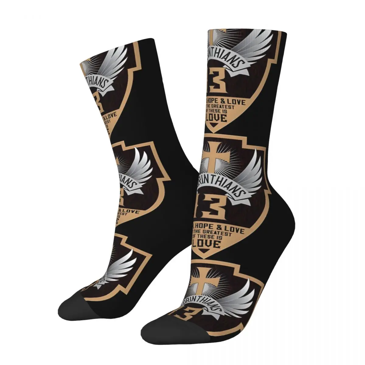 Hip Hop Retro Biker Style Cross Shield Crazy Socks Unisex Corinthians Harajuku Seamless Printed Funny Novelty Happy Crew Sock