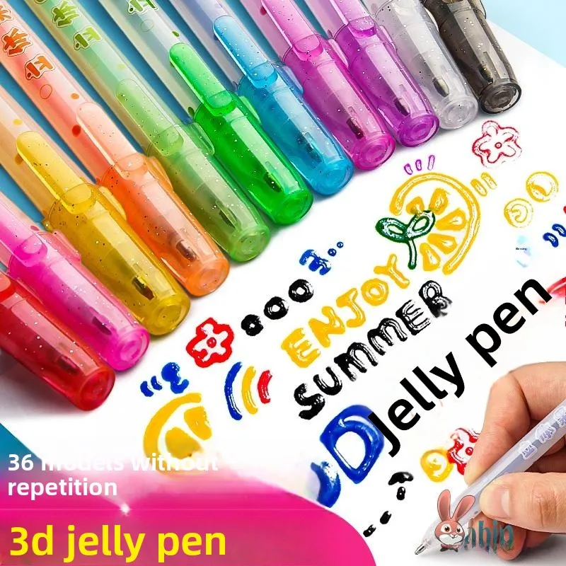 

3D Gel Pen Handmade Journaling Highlighter Fluorescent Pen Dual-Tone Outline Nail Art Guka Fla Pen Juice Pen School Supplies