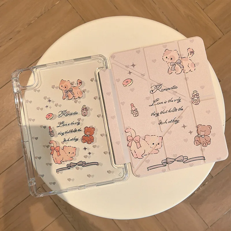 Cute Cat Love Bow Bear Stars Sweet Girl For iPad Pro Air 13'' 11'' M5 M4 M3 M2 2 1 11th A16 12.9