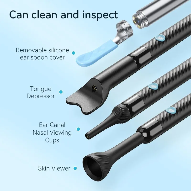 8 Megapixels Wireless Ear Wax Removal Ear Spoon Set Canal Clean with Camera Rechargeable Ear Cleaner Check Camera Health Care