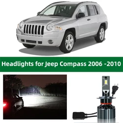 Car Headlamp Bulbs For 2006 2007 2008 2009 2010 Jeep Compass LED Headlight Low Beam High Beam 12V 6000K Light Lamp Accessories