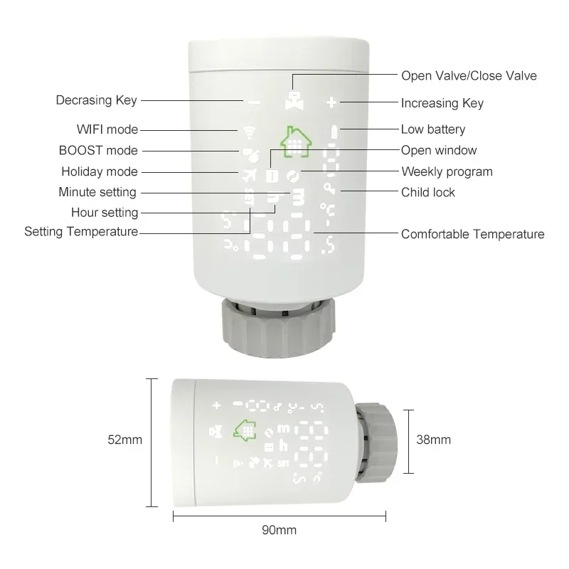 ZigBee Wifi Smart TRV Radiator Actuator Thermostatic Radiator Valve Tuya Temperature Controller Voice Remote Control Google Home