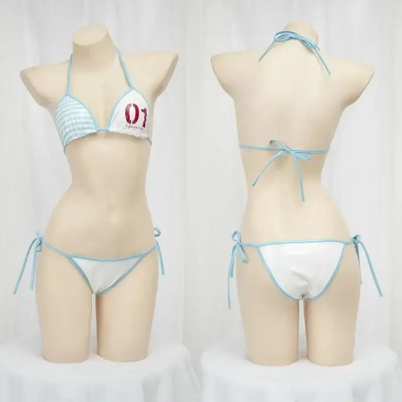 

Japanese Cute Girl Anime Cosplay Outfit Leather Bikini Backless Bandage Mini Underwear Swim Nightwear