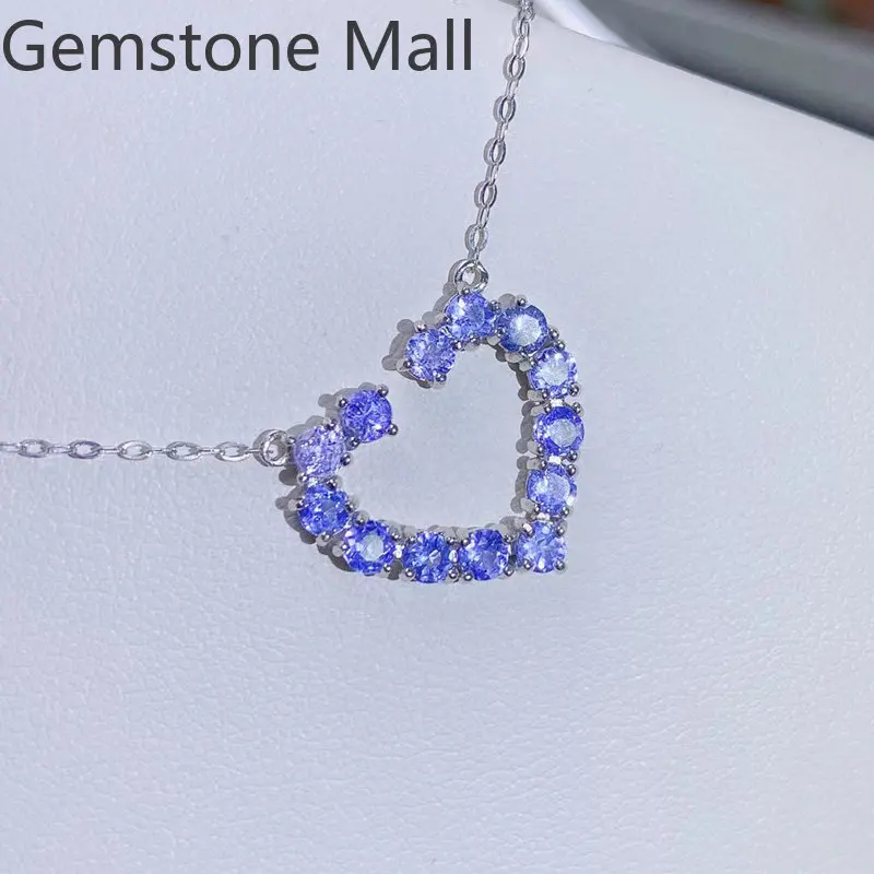 Classic 925 Silver Heart Pendant for Daily Wear 13 Pieces 3mm Natural Tanzanite Necklace Pendant with 3 Layers 18K Gold Plating