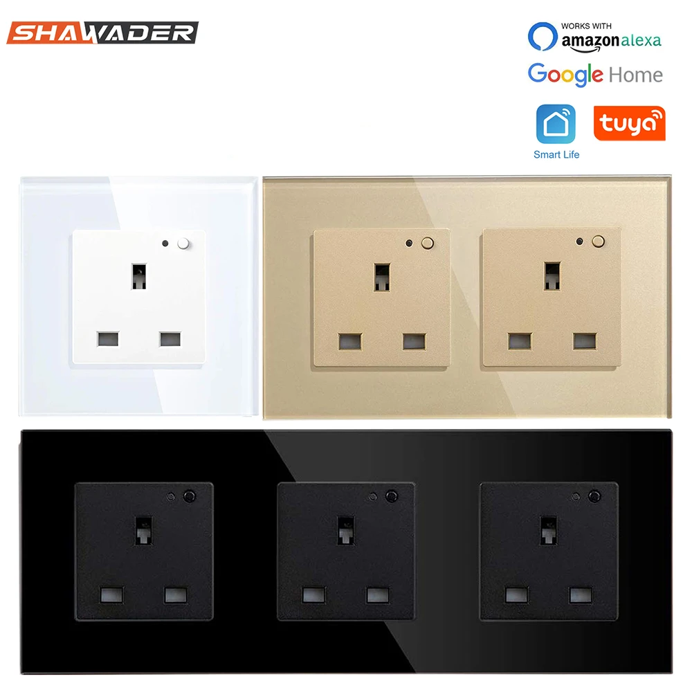 WiFi Smart Wall Sockets UK Electric Plug Mounted Outlets 13A App Remote Voice Control Timer by Tuya Smartlife Alexa Google Home