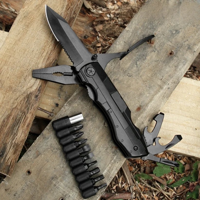 

Multi Functional Portable Folding Pliers Edc Screwdriver Head Multifunctional Outdoor Survival Combination Tool