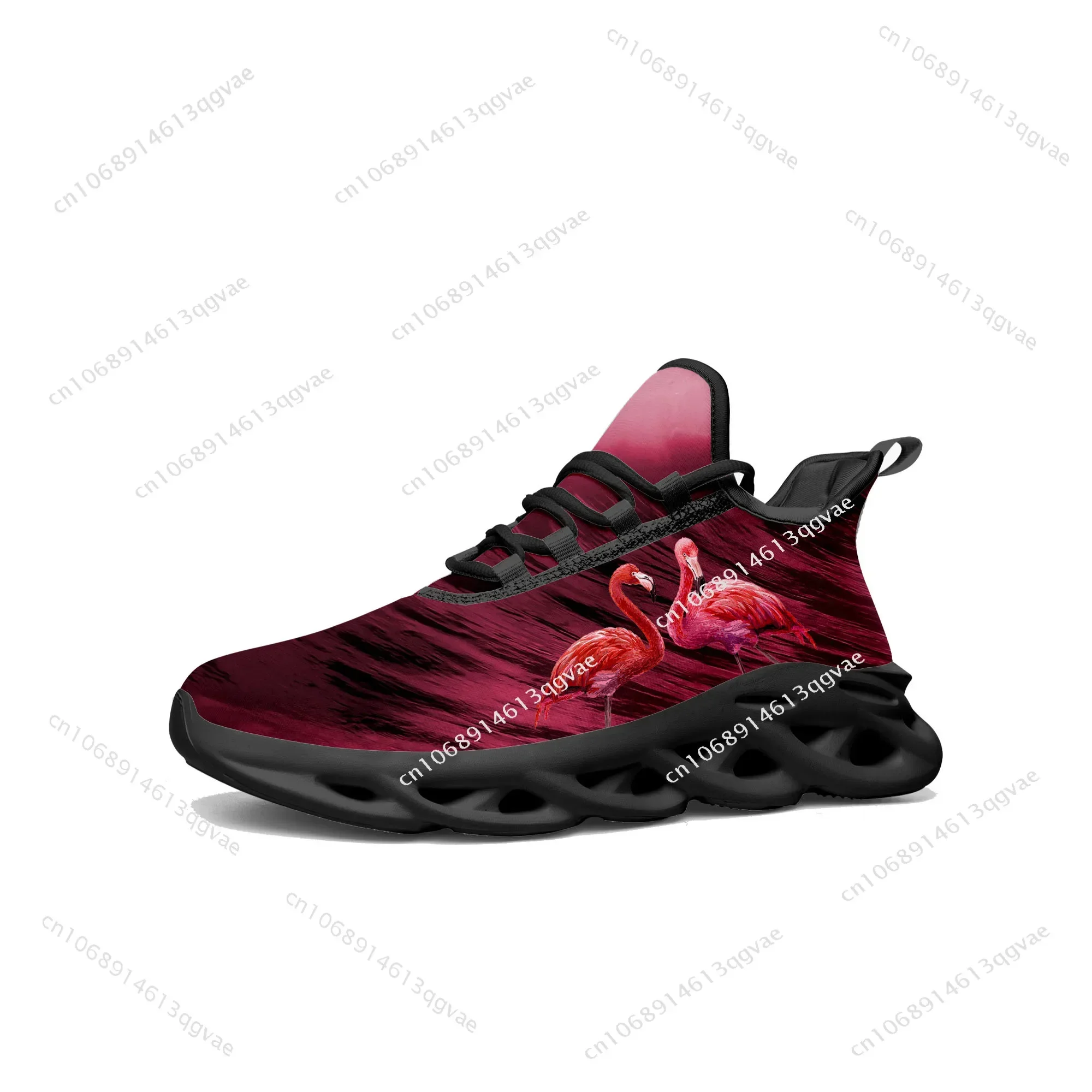 Flamingo Printed Flats Sneakers Mens Womens Sports Running High Quality Sneaker Lace Up Mesh Footwear Tailor-made Shoe Black