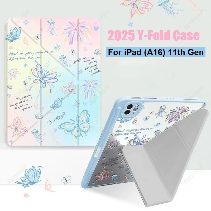 

Чехол-бабочка для iPad A16 11-го поколения 2025, Air11 13, M2, M3, Pro11, 12.9, 13'', 10-го, 9-го, 8-го, 7-го поколений, 10.2, Air4, 5, 10.9 с держателем для Apple Pencil