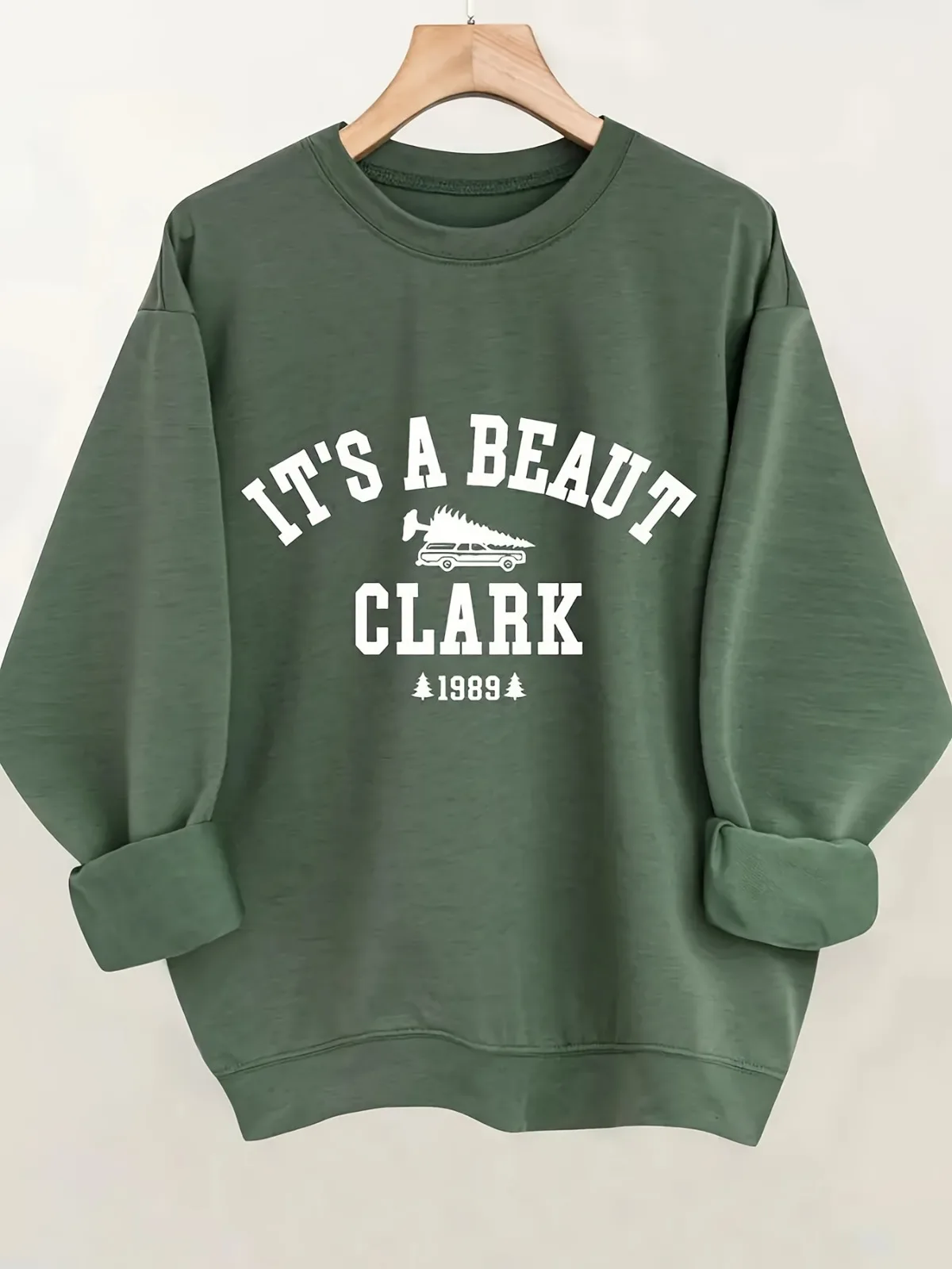 Sudadera con cuello redondo estampada "It's A Beaut Clark" informal y moderna para mujer, adecuada para fiestas, vacaciones, jerseys de regalo