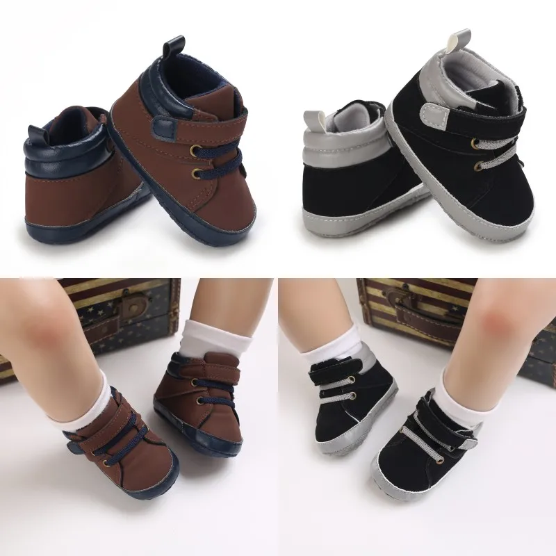 

High Top Casual Shoes For Boys and Girls Aged 0-18 Months Soft Soled and Non Slip First Step In Walking Shoes