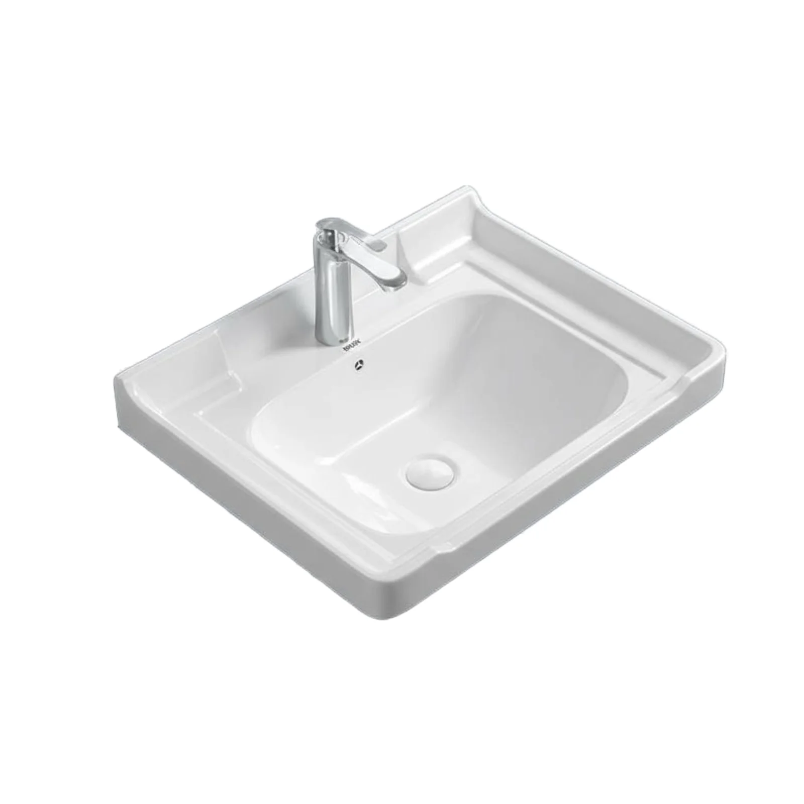 

Прямоугольная керамическая раковина, алебастровая отделка.