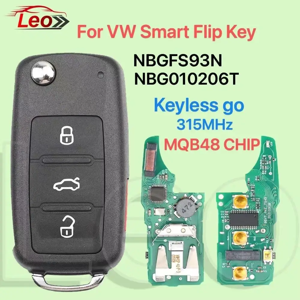 

Leo KYDZ-PCB NBGFS93N/NBG010206T PN:5K0837202BJ/202AK 315 МГц MQB48CHIP Автомобильный смарт-ключ для Volkswagen 4/4,5 поколения 2010+