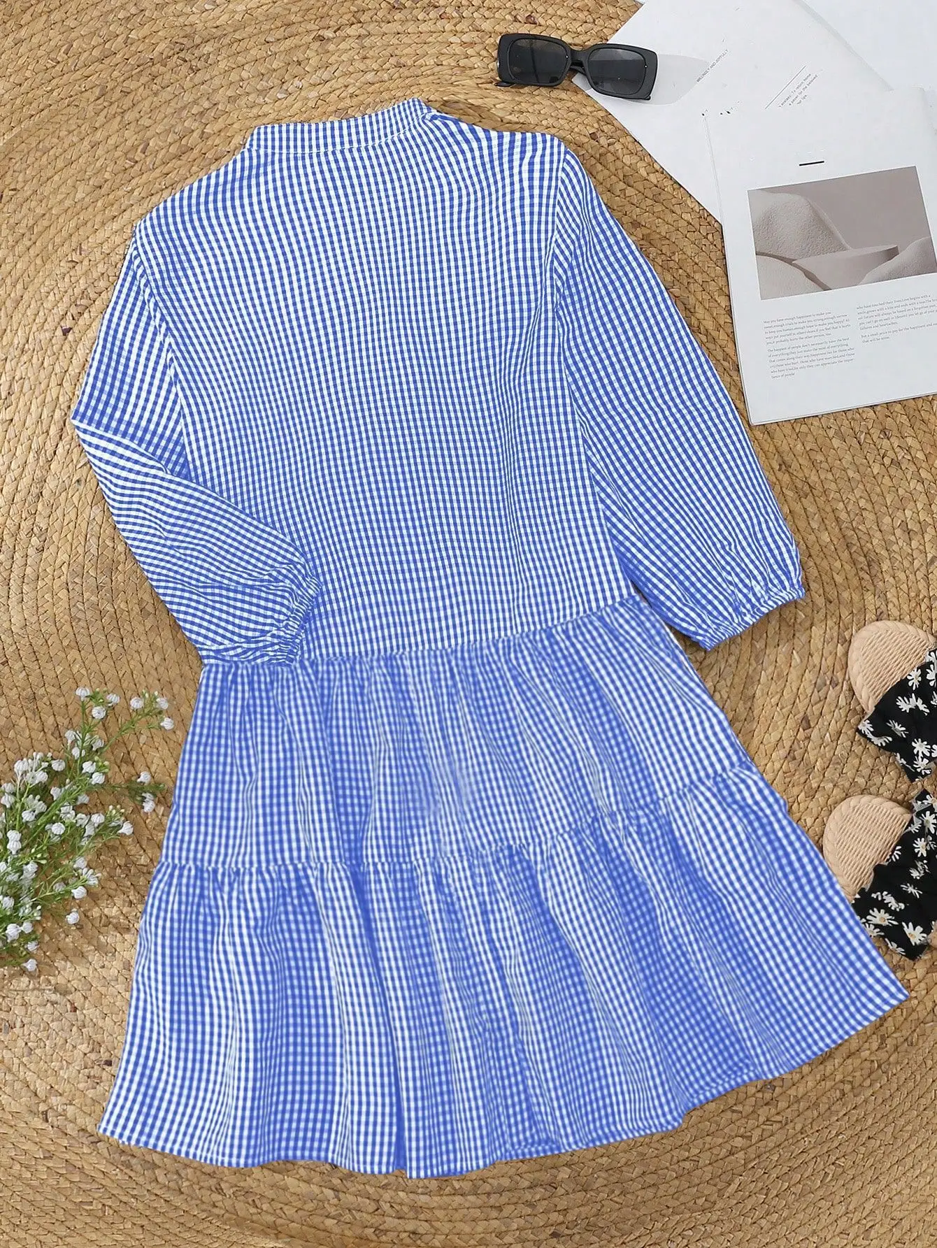 2025 Women\'s Summer Holiday Beach Dress With Half Sleeve V-neck Patchwork Button Front Casual Loose Elegant Female A-line Dress