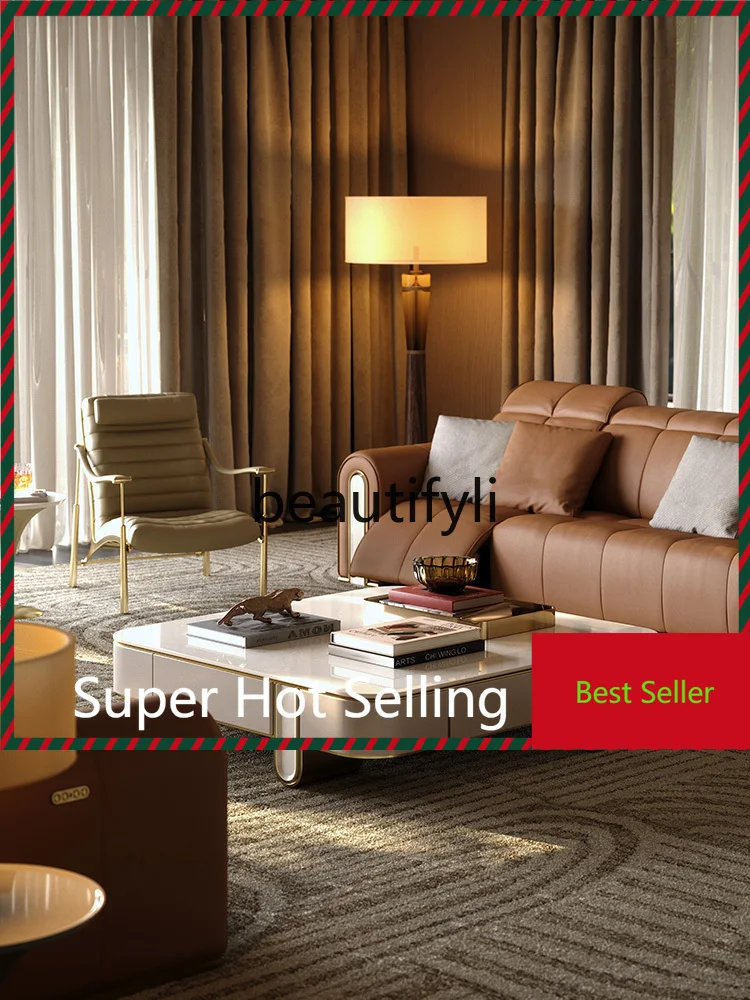 

Light luxury high-end Italian living room square coffee table, creative coffee table G1218