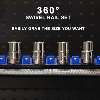 ABS Socket Organizer 360° Swivel 1/4Inch 3/8Inch 1/2Inch Premium Quality Socket Clip Rail