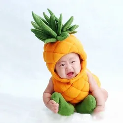 Ensembles de photographie de nouveau-né sur le thème de l'ananas de dessin animé, costume de bébé, accessoires de pose de prise de vue photo en studio pour bébé garçon fille