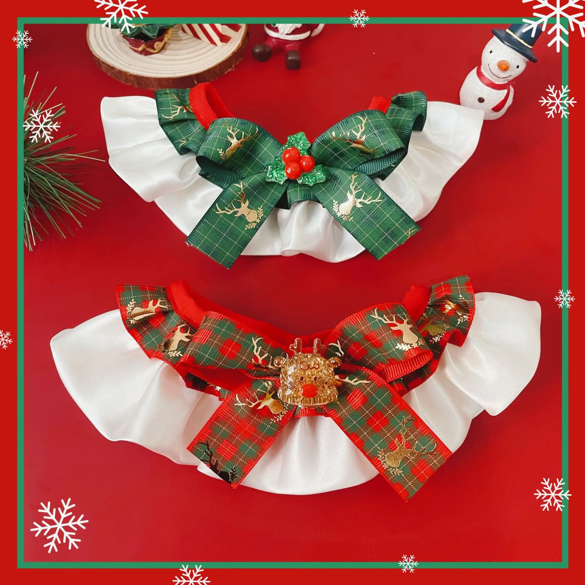 New Pet Christmas Scarf Cat Dog Bow Collar Christmas Bow Tie Costume Neck