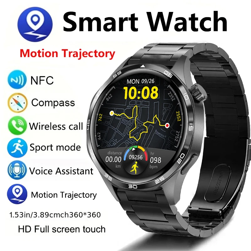 

2024 New NFC Smart Watch For Men GPS Motion Trajectory AMOLED HD Screen Bluetooth Call Smartwatch Outdoor Sports Watch For Men's