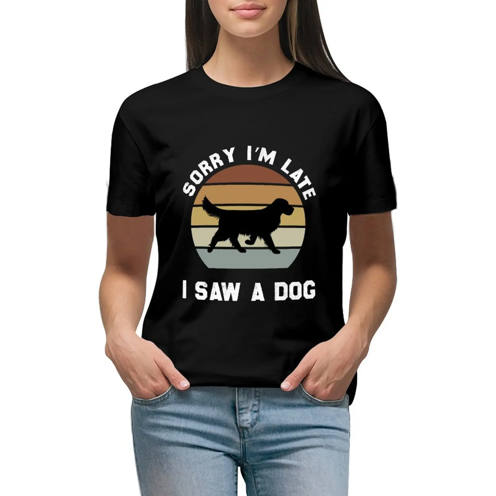 

Sorry I’m late i saw a dog T-shirt plus size tops summer top Woman clothing