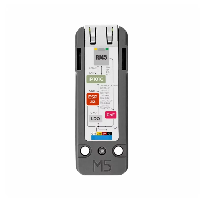 

Блок PoESP32 — Ethernet-контроллер ESP32 с PoE (IEEE 802.3af), IP101G PHY, команд AT, для промышленного IoT, пульта дистанционного управления