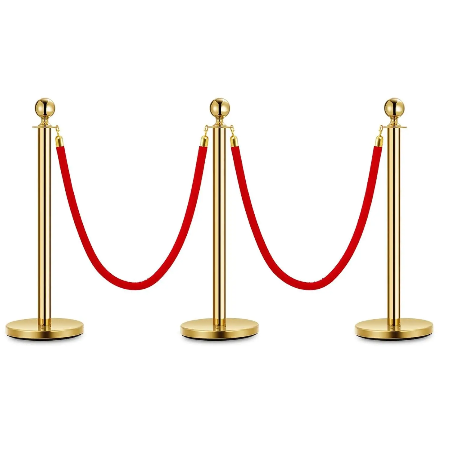 Tacleekii Stanchions 3 6 Pcs Stainless Steel Post with Fillable Base Red Velvet Ropes & Posts Crowd Control Barriers Stanchions
