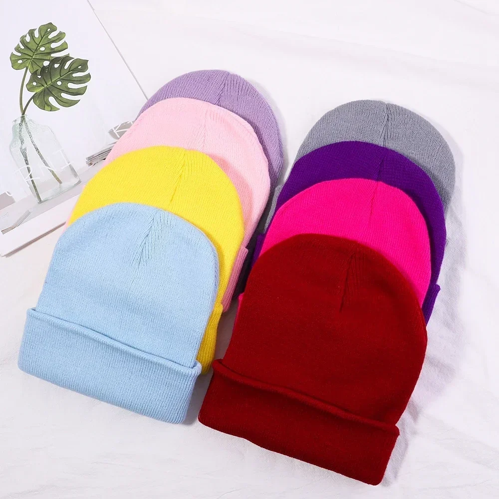 Winter Hats for Woman New Beanies Knitted Fluorescent Cute Hat Girls Autumn Female Beanie Caps Warmer Bonnet Ladies Casual Cap