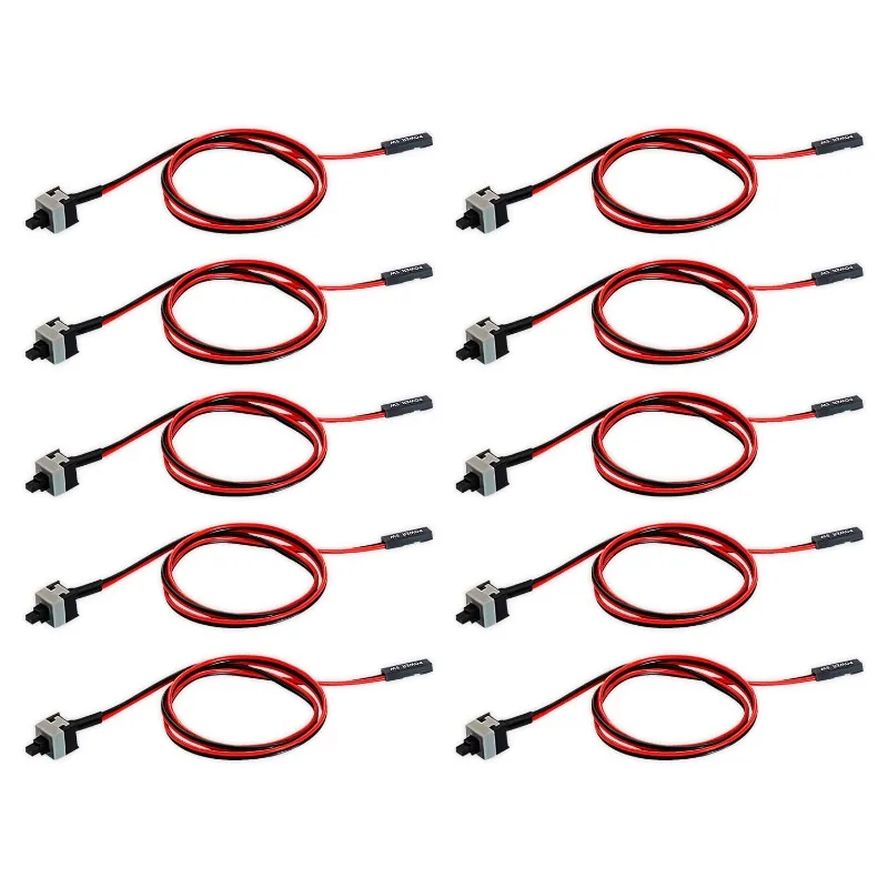 10PCS PC Power Button 2 Pin Computer on/Off Switch SW PC Desktop Power Cable ATX Computer Switch Restart Cord 19.68 Inch/50cm