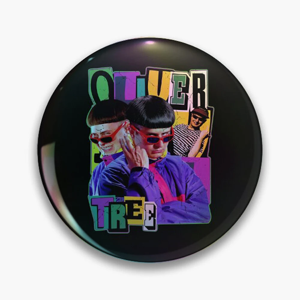 Oliver Tree Retro 90s Pin Holographic Star Heart Pin Brooches Laminated Button Fashion Accessory