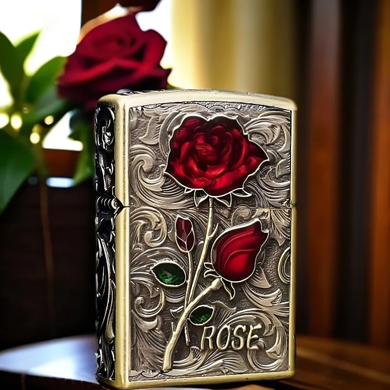 New Relief Lighter Armor Retro Grinding Wheel Windproof Carving Process High-quality Portable Lighter Cigar  Accessories