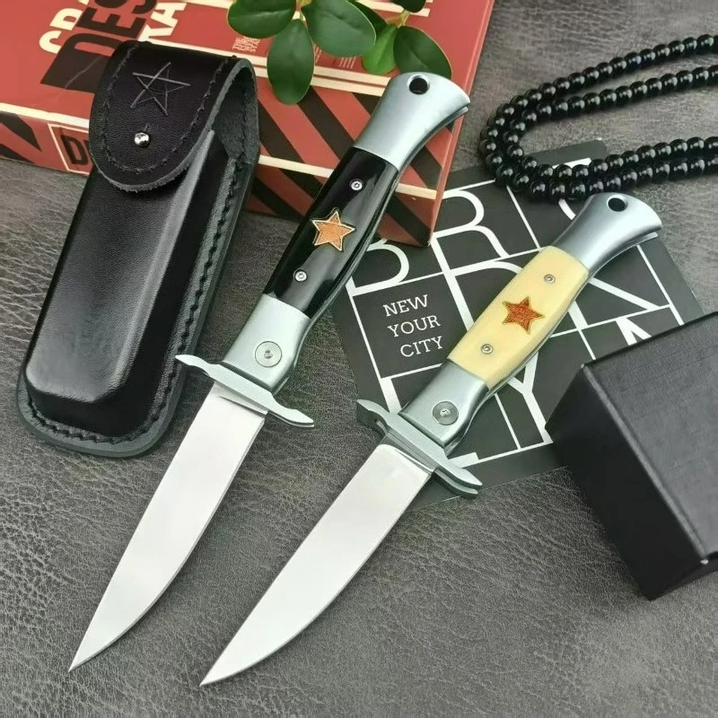 

Russia Kgb pocket folding knife X12m balde aviation aluminum inlaid resin Handle edc multitool knives outdoor tactical knife