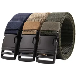 Men's Fashion Nylon Canvas Belt Metal-Free Plastic Buckle Military Tactical Belt Outdoor Sports Hiking Webbing Web Waist Belts