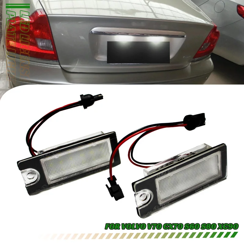 2 шт. без ошибок, Canbus Φ для Volvo V70 2001-2007 XC70 XC 70 90 S60 S80 3528-SMD, светодиодный номерной знак